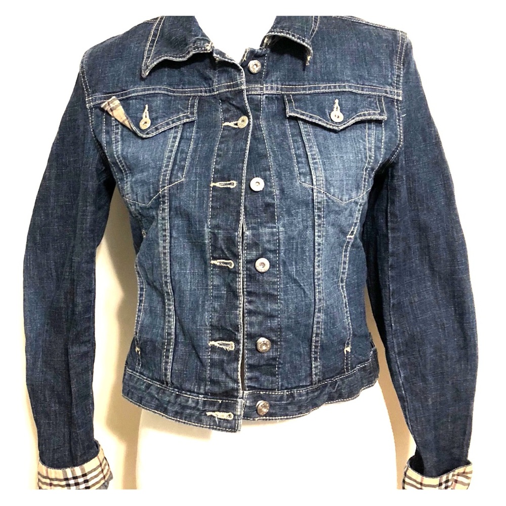 Burberry Distressed Denim/plaid Jacket